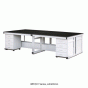 SciLab® Laboratory Assembly Center Tables, High Quality Steel-Frame/-Side Panel and Phenol Work Top, SUS Bolted Joint with Transfer Cabinet, Utility Box, 실험실용 조립식 중앙 실험대, 고품질 스틸 프레임, 내열성/내충격성/내화학성 페놀 상판, 볼트식 결합