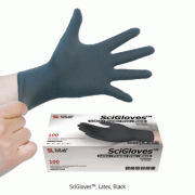 SciGlovesTM Black Latex Exam Gloves, Textured Medical Premium Grade AQL 1.5, Length 240mm, 블랙 라텍스 실험장갑