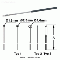 Bochem® High-grade Aluminium Holder with Plastic Handle and Stainless-steel Dissecting Needles, L230mm Suitable for Inoculating Loops, Needles, and Lancet, Non-Magnetic 18/10 STS, 고품질 알루미늄 니들 홀더와 스텐 루프 / 니들 / 란셋