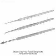 Stainless-steel Dissecting Needle, with Handle, L140mm with Straight/Bent/Lancet-model, Rustless, Non-magnetic, 해부용 니들