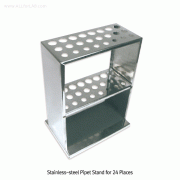 SciLab® Stainless-steel Pipet Stand, Dimension 190×85×h250mm for 24 Places, Finished Surface, 스테인레스 사각 피펫 스탠드, 24홀