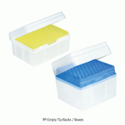VITLAB® PP Empty Tip Rack / Box, 96-Wells & Hinged Lid, Color-coded Mounting Plate, for 20㎕~1000㎕ Tips Made of High-quality Polypropylene(PP), Two Functions Lid : Hinged and Snap-on, Autoclavable at 121℃, 피펫터 팁용 공박스, PP