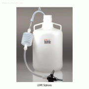 Burkle® LDPE Siphons, with Stopcock & Transparent Hoses, 9 Lit/min. with Robust PP Ball Valve, -50℃~+105/120℃, LDPE 흡입관