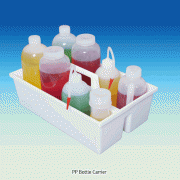 PP Bottle Carrier Trays, Single Handedly, White, Up to 6×Φ86mm Bottles with Handle, -10~+125/140℃, PP 보관/운반용 바틀 캐리어, 운반손잡이