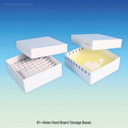 81-Hole Hard Board Storage Boxes, with Hard Board / PP Divider, 127×127×h52 mm for 1.5/2.0㎖ Microtube/Cryovials, Alphanumeric Grid, 81홀 판지 보관 박스