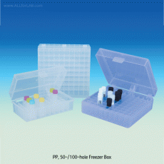 SciLab® PP 50 & 100-hole Freezer Box, for 1~2㎖ Cryovials/Tubes with Hinged Lid / Alpha-Numeric Index, Hole Φ13mm, Stackable, 125/140℃, PP 50 & 100홀 프리저 박스