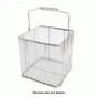 SciLab® Tetragonal Stainless-steel Wire Baskets, with Folding Handle, 2.7~27Lit for Cleaning / Storage / Transfer, 스텐선 바스켓