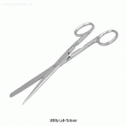 Utility Lab-Scissors, with Stopper Lifter, L150mm with Sharp-Blunt Tip, Stainless-steel 430, Rustless, 실험실용 다용도 가위