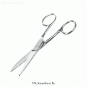Bochem® Laboratory Scissors, L115~180mm with Sharp-Round Tip, Stainless-steel 430, Finished Surface, 실험실용 가위