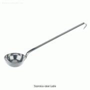 Bochem® High-grade Stainless-steel Ladle, with Flat-Handle & Hanger, 90~1000㎖ Made of No-magnetic 18/10 Stainless-steel, Rustless, High-Polished, 1400℃, 고품질 비자성 스텐 주걱