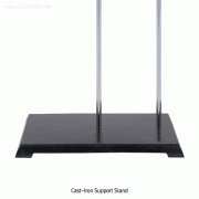 Cast-Iron Support Stand, Rectangular, Normal-grade, for Burette Clamp with ① Center- & ② Side-Hole for Rod Φ10×h570/650mm, 중량 4각 철제 스탠드