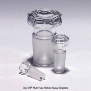 Quickfit® Multi-use Hollow Glass Stoppers, Standard Joint. 7/16 ~ 45/40 for Bottles / Cylinders / Flasks, α3.3-glass, 다용도 글라스 스토퍼