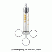 Topsyringe® TRUTHTM Control Glass Syringes, with 3 Finger Ring, Medical Grade, 10~50㎖ with Metal Luer Lock Tip, Glass/Metal Piston, ISO/CE Certified, 컨트롤 글라스 시린지