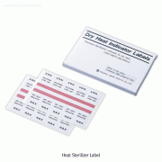 Dry-Heat Sterilizer Indicator Label on Sheet, 160℃/3h, 180℃/30min, Pink ⇒ Brown for indicating Sterilizer, Color-Changing : from Pink to Brown, 가열 멸균 감지 라벨