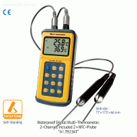 DAIHAN® IP67 Waterproof Digital 2-Channel Thermocouple Thermometer, with 2× NTC-Probe with 10 Sets Memories Data Storage, Recalling & Clearing, 50℃~+300℃, 방수 / 휴대용 2채널 디지털 온도계