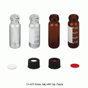 SciLab® 13-425 Screwtop 4㎖ Vials, with Black PP Cap & Septa, Normal-grade, “Pack-Set” with “USP-I” Boro 5.0 Glass, Φ15×h45mm, 4㎖ Screwtop 바이알 세트