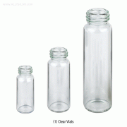 SciLab® 2~12㎖ Sample Vials, Screwcaps, and Septa : Separately with “USP-I” Boro 5.0 Glass, Clear & Amber, 2~12㎖ EPA 바이알, 캡, and 셉타가 별도로 공급됨