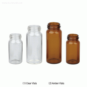 SciLab® 6~16㎖ Sample Vials, Screwcaps and Septa Separately with “USP-I” Boro 5.0 Glass, Clear & Amber, 6~16㎖ 샘플 바이알, 캡, and 셉타가 별도로 공급됨
