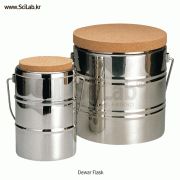 Thermos® Stainless steel Dewar Flask, w/stopper, Tall Low form 0.5ℓ~6ℓ<br>스텐레스 드와 플라스크, 콜크 마개 부착 2중 구조