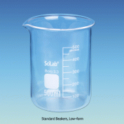 SciLab-brand® Popular Standard Glass Beakers, with Spout & Graduation, 50~2,000㎖ Made of Borosilicate-glass 3.3, Useful for Heating & General-purpose, Low-form, 표준형 유리 비커